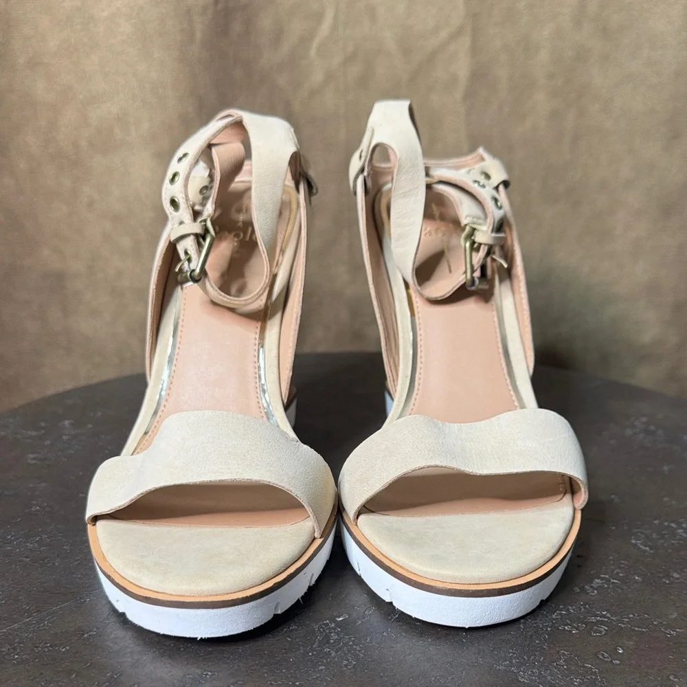 Paolo Tan Wedge Sandals Size 9 - Picture 2 of 9